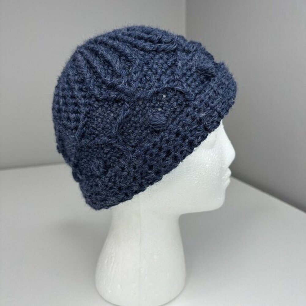 Created‎ By Cyd Knit Navy Blue 100% Superwash Merino Wool Beanie Hat Womens NEW